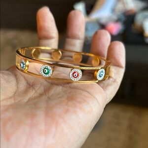 Gold-Tone stainless steel Hinged Bangle Bracelet